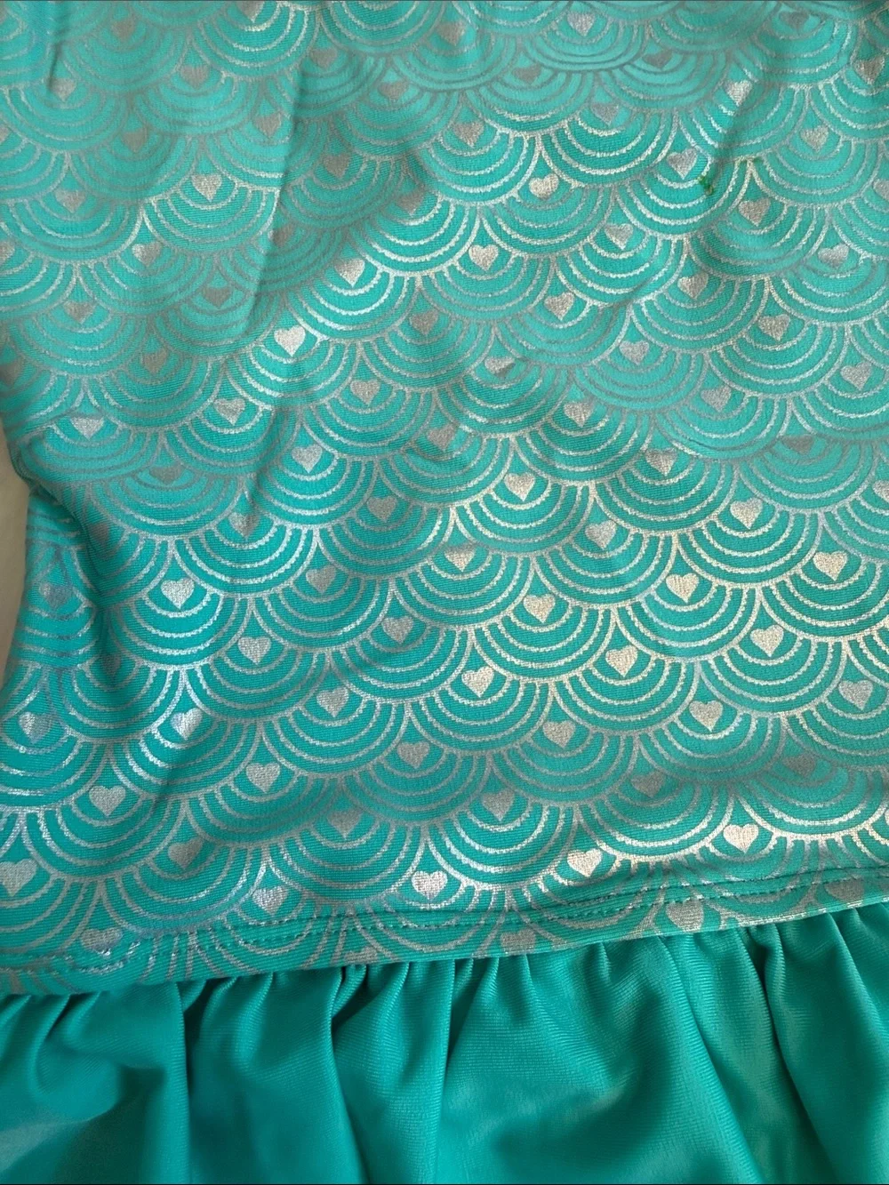 Cat & Jack Girls Teal and Silver Mermaid Ruffle Strap One-Piece Swimsuit